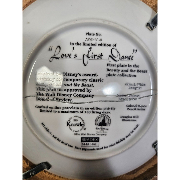 Disney Beauty And The Beast Love's First Dance Collectible Plate Knowles 1992 - Picture 3 of 3